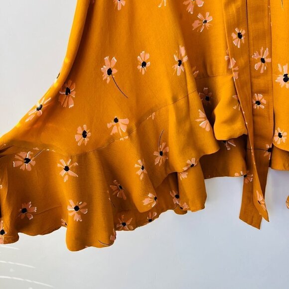 Faithful the brand Kamares floral prints Flowy midi skirt, mustard yellow, Sz 4 - Picture 5 of 8